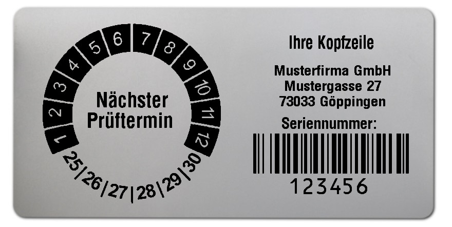 Prüfplakettenträger für Datum Plaketten - 68x34mm, silber