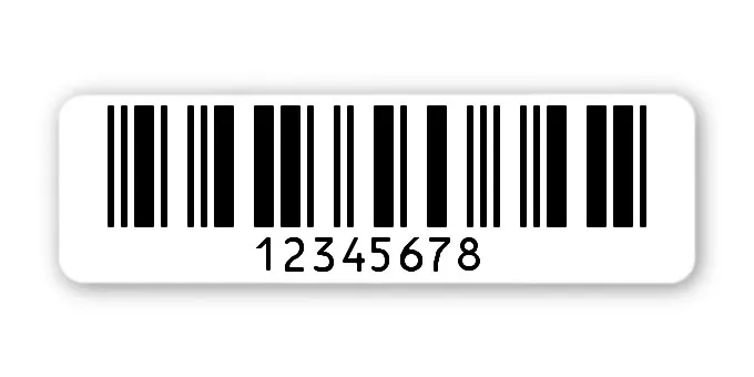 Archivierungsetiketten Material:Polyethylen-Folie hochglänzend weiß Größe:50x15mm Kopfzeile:"ohne" Barcode:2a5 interleaved Stellenanzahl:8-stellig Menge:1000