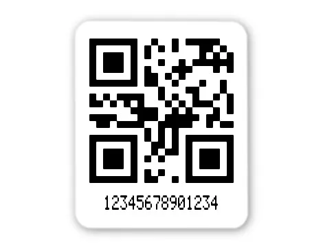 Archivierungsetiketten Material:Polyethylen-Folie hochglänzend weiß Größe:26x22mm Kopfzeile:"ohne" Barcode:QR Stellenanzahl:14-stellig Menge:1000