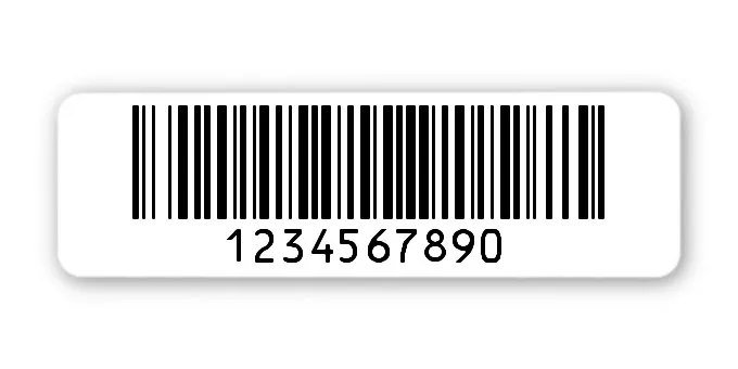 Archivierungsetiketten Material:Polyethylen-Folie hochglänzend weiß Größe:50x15mm Kopfzeile:"ohne" Barcode:128B Stellenanzahl:10-stellig Menge:1000