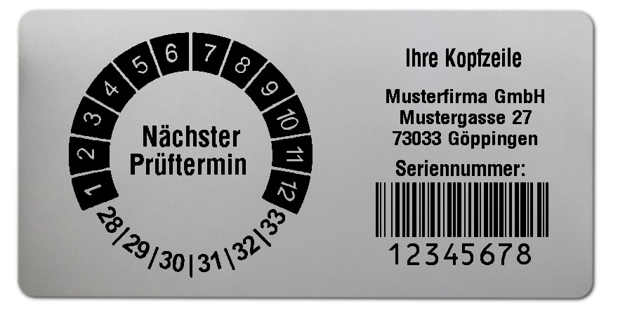 Prüfplakettenträger für Datum Plaketten - 68x34mm, silber