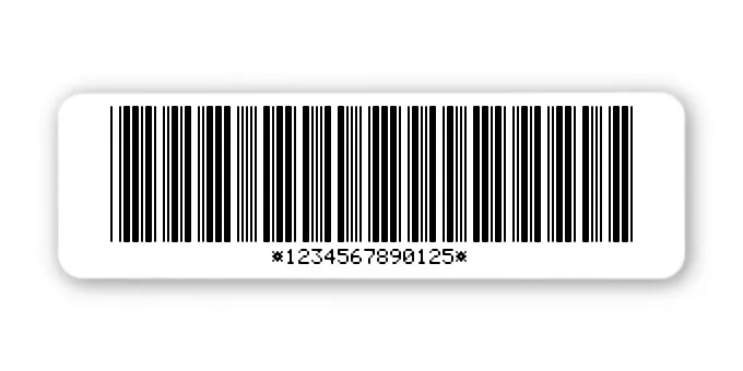 Archivierungsetiketten Material:Polyethylen-Folie hochglänzend weiß Größe:50x15mm Kopfzeile:"ohne" Barcode:Code 39 mit Prüfziffer Stellenanzahl:13-stellig Menge:1000