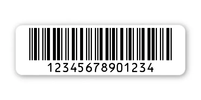 Archivierungsetiketten Material:Polyethylen-Folie hochglänzend weiß Größe:50x15mm Kopfzeile:"ohne" Barcode:2a5 interleaved Stellenanzahl:14-stellig Menge:1000