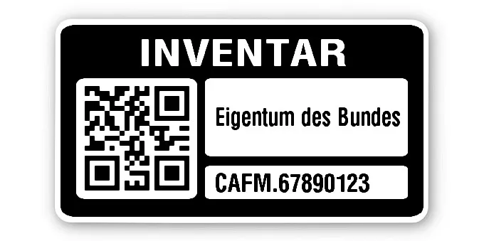 Sonderetiketten Material:Polyethylen-Folie hochglänzend weiß Größe:45x25mm Kopfzeile:"Ihr Wunschtext" Barcode:QR Stellenanzahl:13-stellig Ausführung:1 Etikette pro Nummer Menge:1000