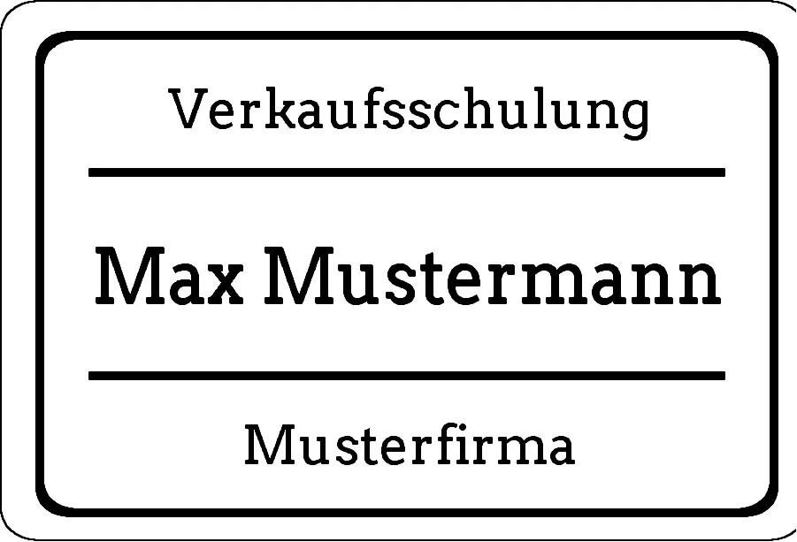 Namensetik. Büro Material:Schutzetikett & schwarz Größe:76x51mm Vorgabeliste:Mit Vorgabeliste Schriftart:Classic Stellenanzahl:ohne Menge:100