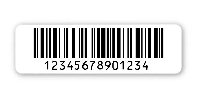 Archivierungsetiketten Material:Polyethylen-Folie hochglänzend weiß Größe:50x15mm Kopfzeile:"ohne" Barcode:128C Stellenanzahl:14-stellig Menge:1000