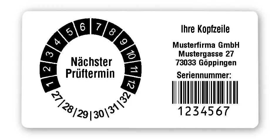 Produktbild: Prüfplakettenträger für Datum Plaketten - 68x34mm, weiß
