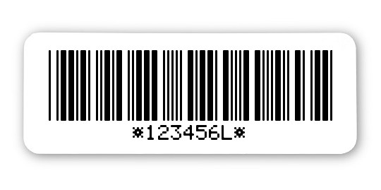 Archivierungsetiketten Material:ThermoTop Größe:40x15mm Kopfzeile:"ohne" Barcode:Code 39 mit Prüfziffer Stellenanzahl:7-stellig Menge:1000