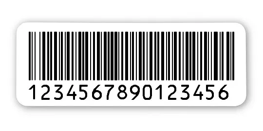 Archivierungsetiketten Material:Polyethylen-Folie hochglänzend weiß Größe:40x15mm Kopfzeile:"ohne" Barcode:128B Stellenanzahl:16-stellig Menge:1000