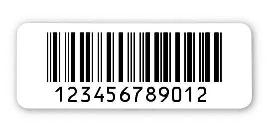 Archivierungsetiketten Material:Polyethylen-Folie hochglänzend weiß Größe:40x15mm Kopfzeile:"ohne" Barcode:2a5 interleaved Stellenanzahl:12-stellig Menge:1000