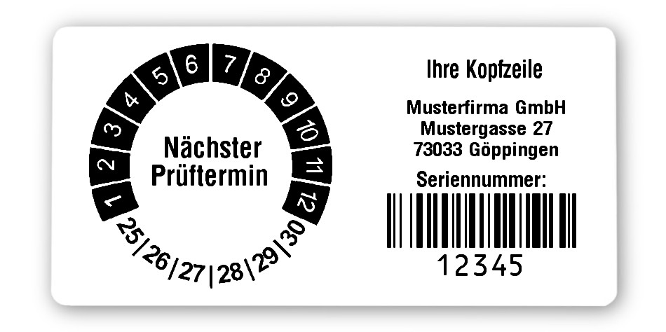Prüfplakettenträger für Datum Plaketten - 68x34mm, weiß