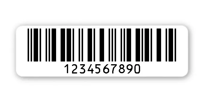 Archivierungsetiketten Material:Polyethylen-Folie hochglänzend weiß Größe:50x15mm Kopfzeile:"ohne" Barcode:2a5 interleaved Stellenanzahl:10-stellig Menge:1000