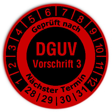 Prüfplaketten DGUV Vorschrift 3 invers - Durchmesser: 30mm