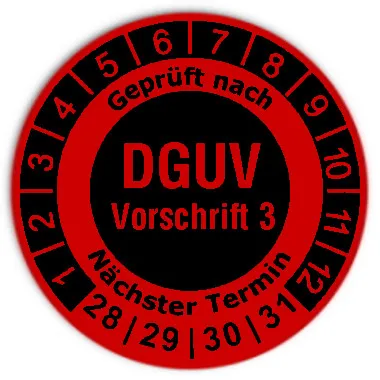 Produktbild: Prüfplaketten DGUV Vorschrift 3 invers - Durchmesser: 30mm