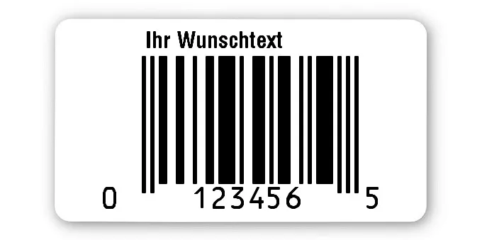 EAN Etiketten Material:Polyethylen-Folie hochglänzend weiß Größe:45x25mm Produkt:EAN Etiketten Vorgabeliste:Mit Vorgabeliste Größe:45x25mm Barcode:UPC E Stellenanzahl:7-stellig Ausführung:1 Etikette pro Nummer Menge:1000