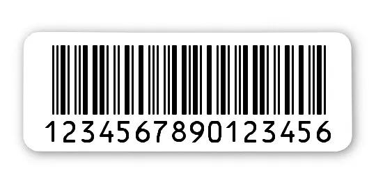 Archivierungsetiketten Material:Polyethylen-Folie hochglänzend weiß Größe:40x15mm Kopfzeile:"ohne" Barcode:2a5 interleaved Stellenanzahl:16-stellig Menge:1000