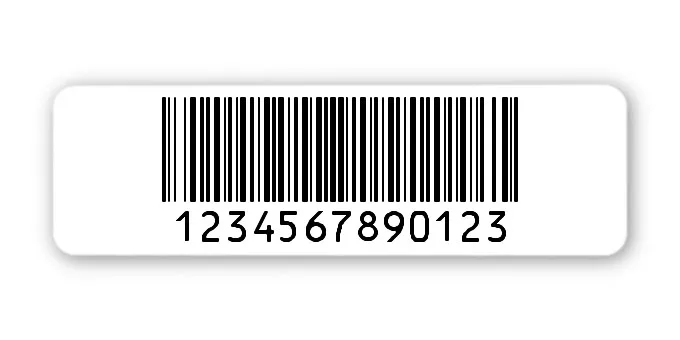 Archivierungsetiketten Material:Polyethylen-Folie hochglänzend weiß Größe:50x15mm Kopfzeile:"ohne" Barcode:128B Stellenanzahl:13-stellig Menge:1000