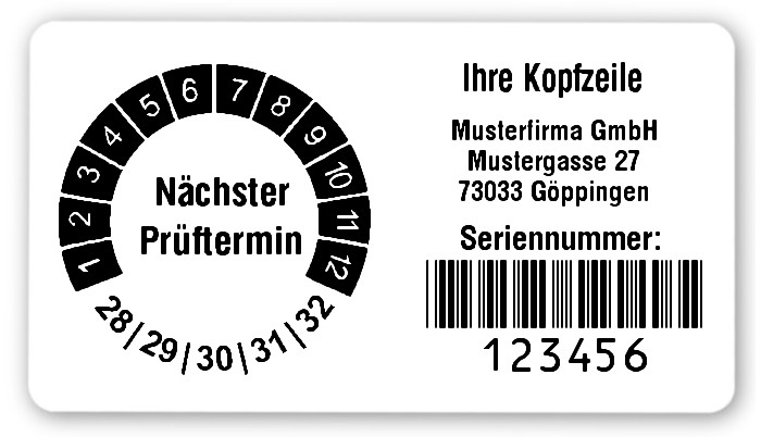 Prüfplakettenträger für Datum Plaketten - 54x30mm, weiß