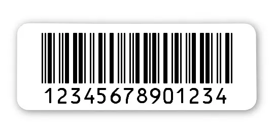 Archivierungsetiketten Material:Polyethylen-Folie hochglänzend weiß Größe:40x15mm Kopfzeile:"ohne" Barcode:2a5 interleaved Stellenanzahl:14-stellig Menge:1000