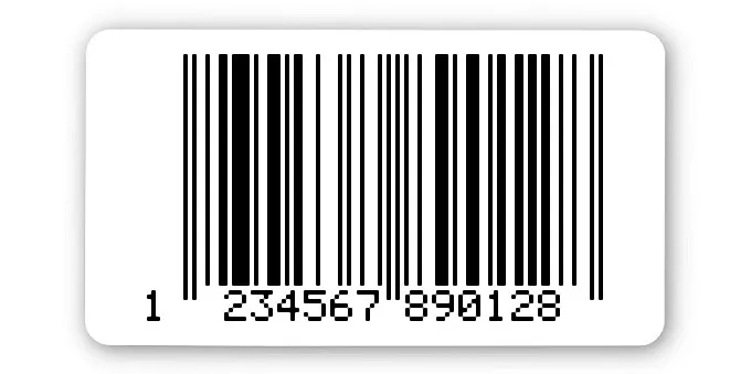 EAN Gutschein Etiketten Material:Polyethylen-Folie hochglänzend weiß Größe:45x25mm Kopfzeile:"ohne" Barcode:EAN 13 Stellenanzahl:13-stellig Menge:500