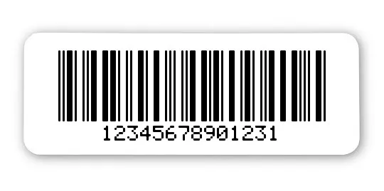 Archivierungsetiketten Material:Polyethylen-Folie hochglänzend weiß Größe:40x15mm Kopfzeile:"ohne" Barcode:2a5 mit Prüfziffer Stellenanzahl:14-stellig Menge:1000