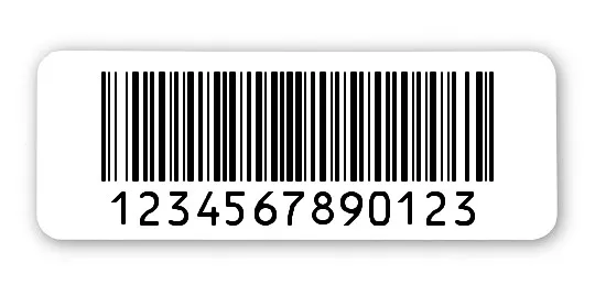 Archivierungsetiketten Material:Polyethylen-Folie hochglänzend weiß Größe:40x15mm Kopfzeile:"ohne" Barcode:128B Stellenanzahl:13-stellig Menge:1000
