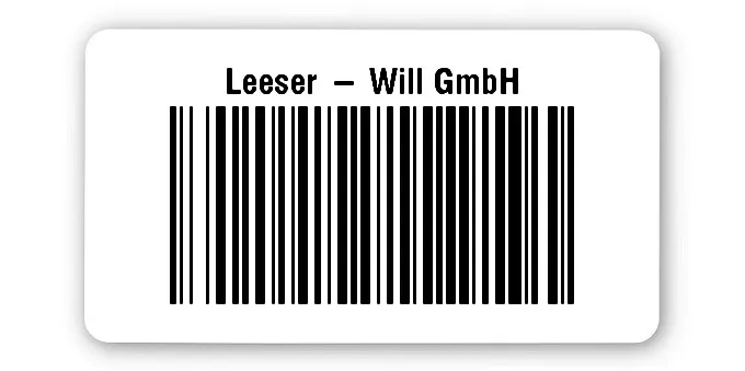 Archivierungsetiketten Material:Polyethylen-Folie hochglänzend weiß Größe:45x25mm Kopfzeile:"Ihr Wunschtext" Barcode:128B Stellenanzahl:8-stellig Sonderetikett:Ohne Klartext Menge:1000