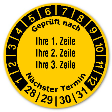 Prüfplaketten 3-zeilig - Durchmesser: 30mm