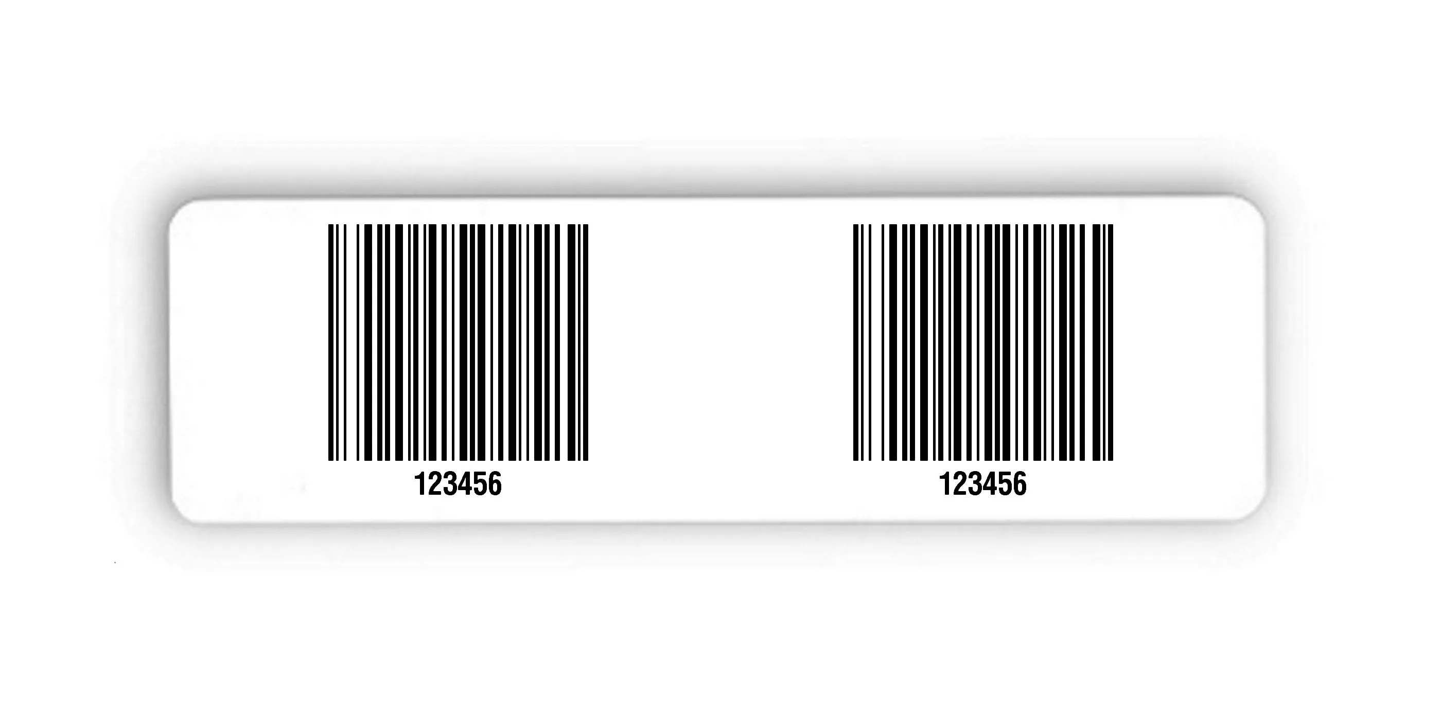 Palettenetiketten Material:Polyethylen-Folie hochglänzend weiß Größe:150x50mm Kopfzeile:"ohne" Barcode:128B Stellenanzahl:6-stellig Menge:300