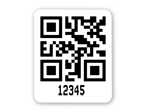 Archivierungsetiketten Material:Polyethylen-Folie hochglänzend weiß Größe:26x22mm Kopfzeile:"ohne" Barcode:QR Stellenanzahl:5-stellig Menge:1000