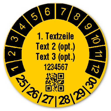 Prüfplaketten Datum mit DataMatrix- oder QR-Code, 1000 Stück