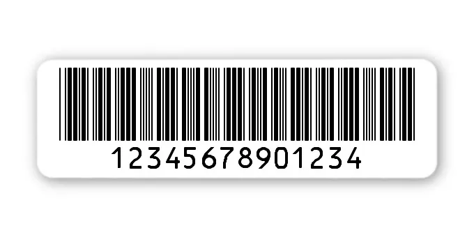 Archivierungsetiketten Material:Polyethylen-Folie hochglänzend weiß Größe:50x15mm Kopfzeile:"ohne" Barcode:Code 39 ohne Prüfziffer Stellenanzahl:14-stellig Menge:1000