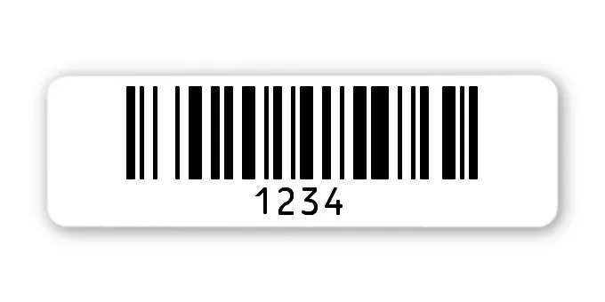 Archivierungsetiketten Material:Polyethylen-Folie hochglänzend weiß Größe:50x15mm Kopfzeile:"ohne" Barcode:128B Stellenanzahl:4-stellig Menge:1000