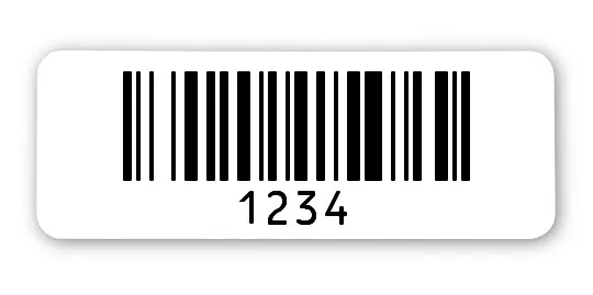 Archivierungsetiketten Material:Polyethylen-Folie hochglänzend weiß Größe:40x15mm Kopfzeile:"ohne" Barcode:128B Stellenanzahl:4-stellig Menge:1000
