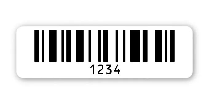 Archivierungsetiketten Material:Polyethylen-Folie hochglänzend weiß Größe:50x15mm Kopfzeile:"ohne" Barcode:128C Stellenanzahl:4-stellig Menge:1000