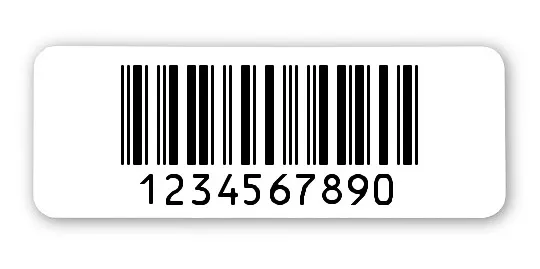Archivierungsetiketten Material:Polyethylen-Folie hochglänzend weiß Größe:40x15mm Kopfzeile:"ohne" Barcode:2a5 interleaved Stellenanzahl:10-stellig Menge:1000