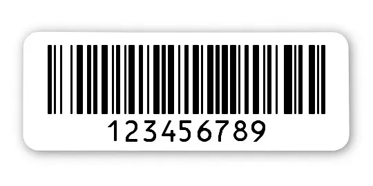 Archivierungsetiketten Material:Polyethylen-Folie hochglänzend weiß Größe:40x15mm Kopfzeile:"ohne" Barcode:128B Stellenanzahl:9-stellig Menge:1000