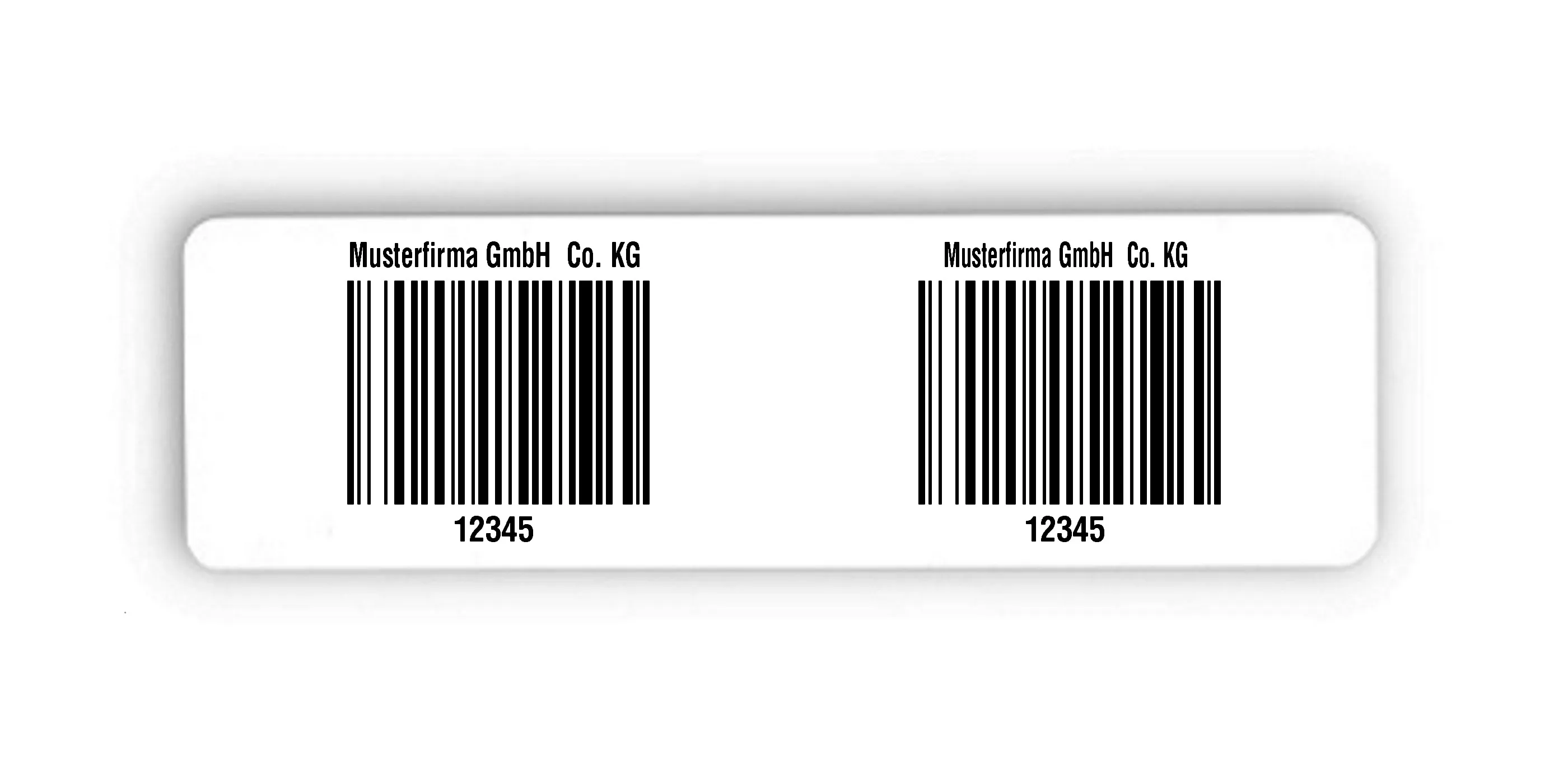 Palettenetiketten Material:Polyethylen-Folie hochglänzend weiß Größe:150x50mm Kopfzeile:"Ihr Wunschtext" Barcode:128B Stellenanzahl:5-stellig Menge:300