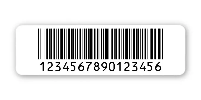 Archivierungsetiketten Material:Polyethylen-Folie hochglänzend weiß Größe:50x15mm Kopfzeile:"ohne" Barcode:128B Stellenanzahl:16-stellig Menge:1000