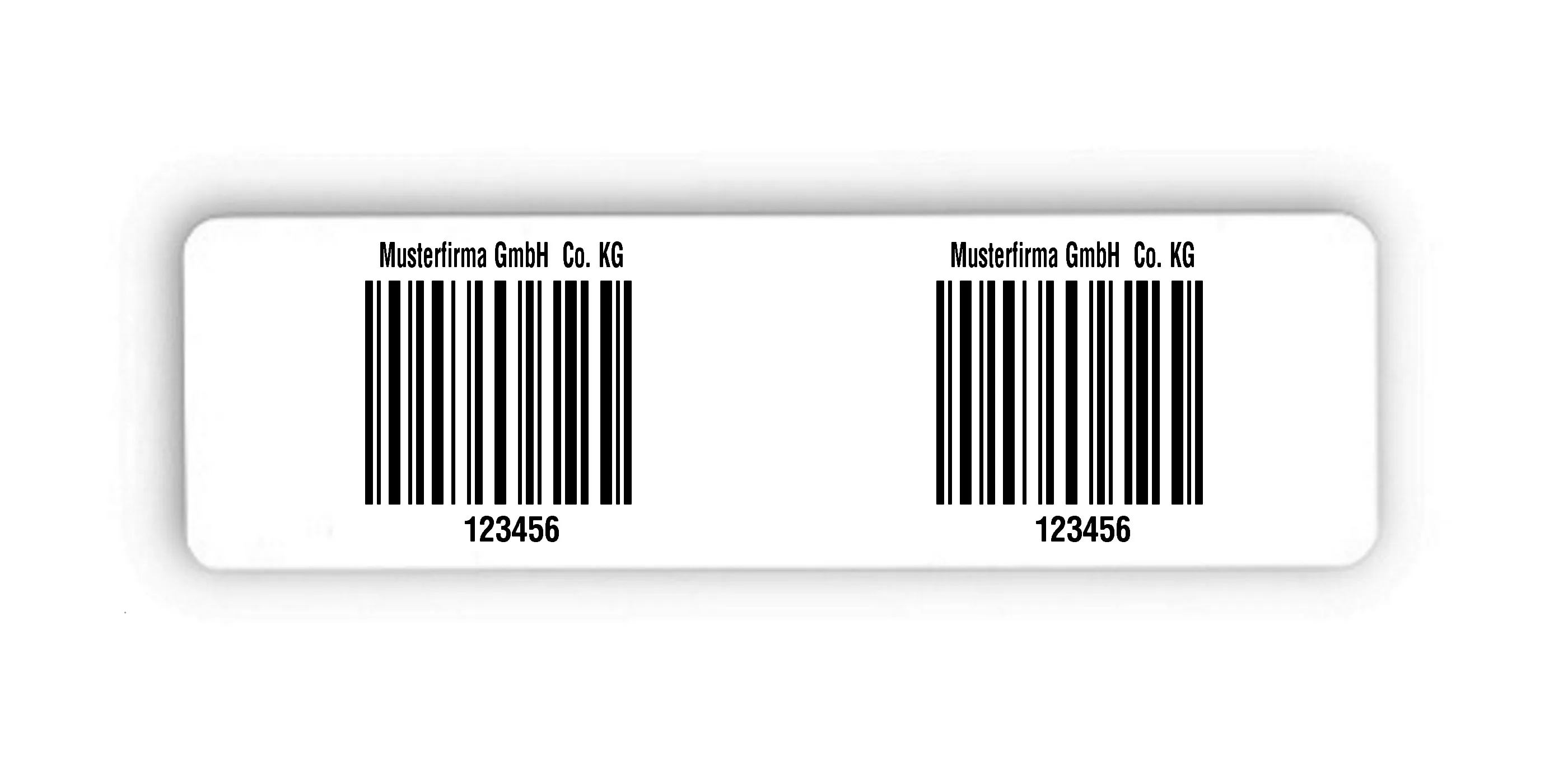 Palettenetiketten Material:Polyethylen-Folie hochglänzend weiß Größe:150x50mm Kopfzeile:"Ihr Wunschtext" Barcode:128C Stellenanzahl:6-stellig Menge:300