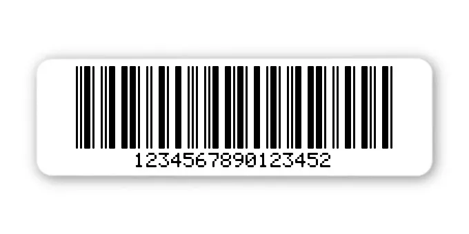 Archivierungsetiketten Material:Polyethylen-Folie hochglänzend weiß Größe:50x15mm Kopfzeile:"ohne" Barcode:2a5 mit Prüfziffer Stellenanzahl:16-stellig Menge:1000