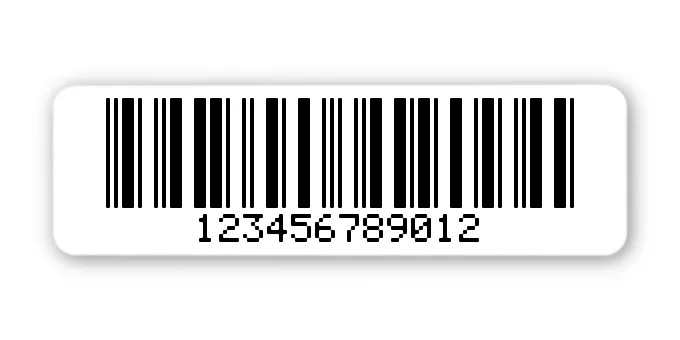 Archivierungsetiketten Material:Polyethylen-Folie hochglänzend weiß Größe:50x15mm Kopfzeile:"ohne" Barcode:2a5 mit Prüfziffer Stellenanzahl:12-stellig Menge:1000