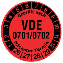 Produktbild: Prüfplaketten "VDE 0701/0702" - Durchmesser: 20mm