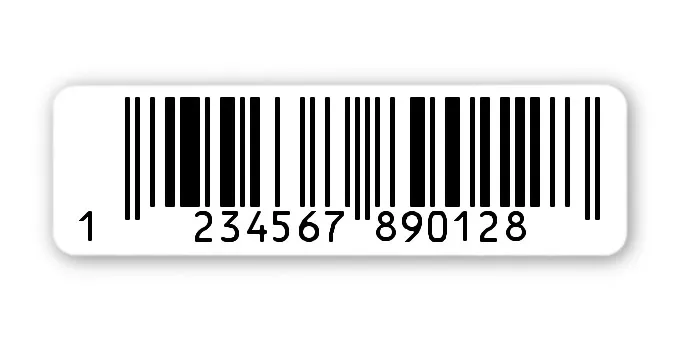 EAN Gutschein Etiketten Material:Polyethylen-Folie hochglänzend weiß Größe:50x15mm Kopfzeile:"ohne" Barcode:EAN 13 Stellenanzahl:13-stellig Menge:500