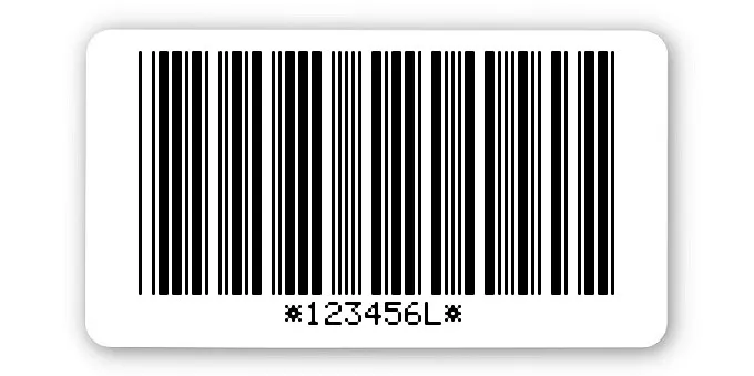 Archivierungsetiketten Material:ThermoTop Größe:45x25mm Kopfzeile:"ohne" Barcode:Code 39 mit Prüfziffer Stellenanzahl:7-stellig Menge:1000