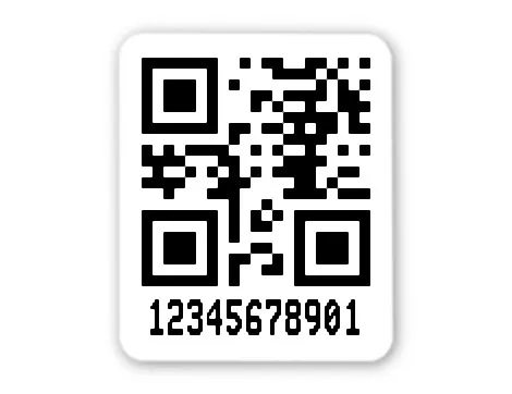 Archivierungsetiketten Material:Polyethylen-Folie hochglänzend weiß Größe:26x22mm Kopfzeile:"ohne" Barcode:QR Stellenanzahl:11-stellig Menge:1000