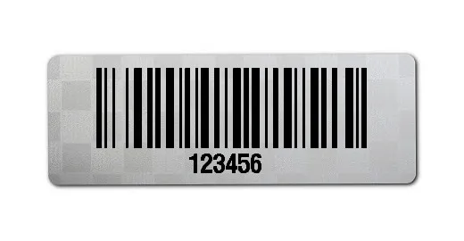 Universaletiketten Material:Siegeletikett Größe:36x13mm Kopfzeile:"ohne" Barcode:128B Stellenanzahl:6-stellig Ausführung:4 Etiketten pro Nummer Etiketten je Rolle:100