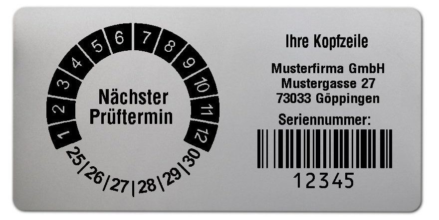Prüfplakettenträger für Datum Plaketten - 68x34mm, silber