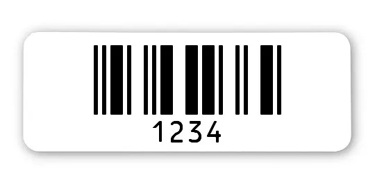 Archivierungsetiketten Material:Polyethylen-Folie hochglänzend weiß Größe:40x15mm Kopfzeile:"ohne" Barcode:2a5 interleaved Stellenanzahl:4-stellig Menge:1000