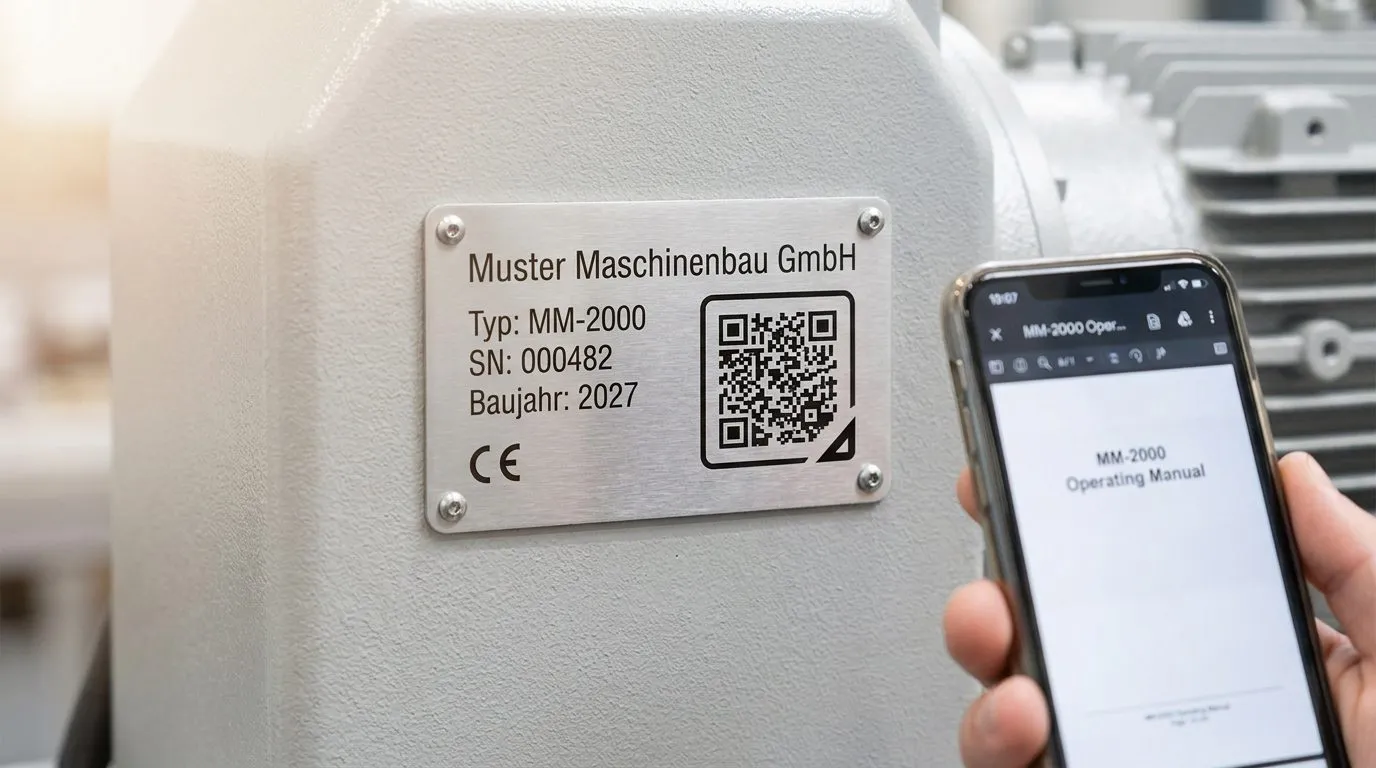 Typenschild mit QR-Code nach Maschinenverordnung 2027